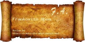 Frankovits Absa névjegykártya